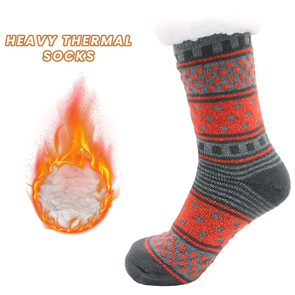 Sock Stack Women's Fur Lined Chunky Slipper Socks Pack Of 2 Non Slip Knitted Lounge Socks – product image 3 of 6