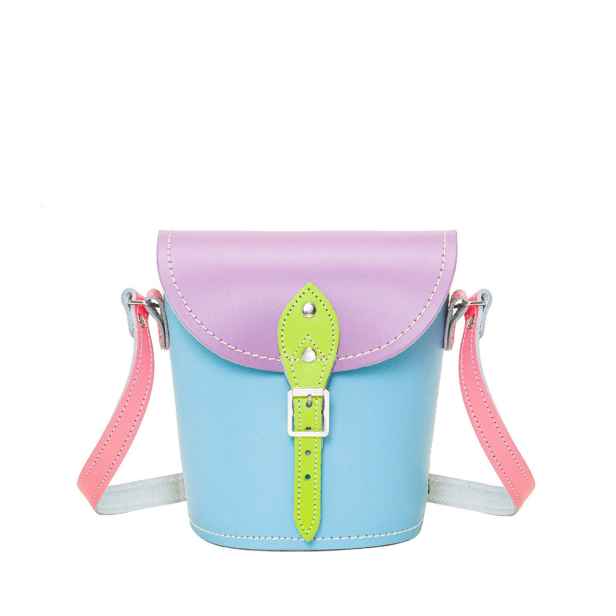 Handmade Leather Barrel Bag - Pastel Kaleidoscope – product image 1 of 4