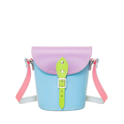 Handmade Leather Barrel Bag - Pastel Kaleidoscope – product image 1 of 4