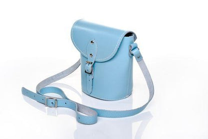 Handmade Leather Barrel Bag - Pastel Baby Blue – product image 2 of 4