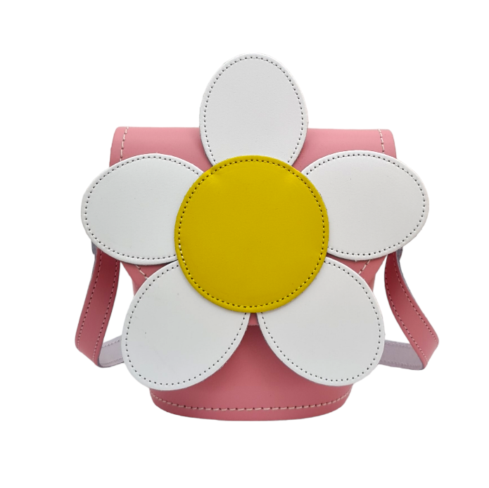 Handmade Leather Daisy Barrel Bag - Pastel Pink – product image 1 of 5