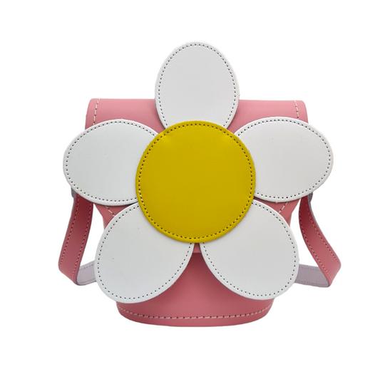 Handmade Leather Daisy Barrel Bag - Pastel Pink – product image 1 of 5