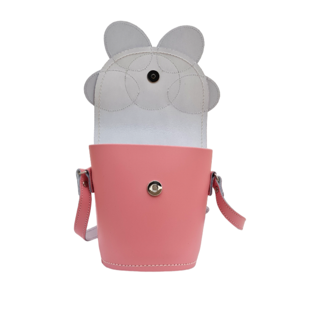 Handmade Leather Daisy Barrel Bag - Pastel Pink – product image 4 of 5