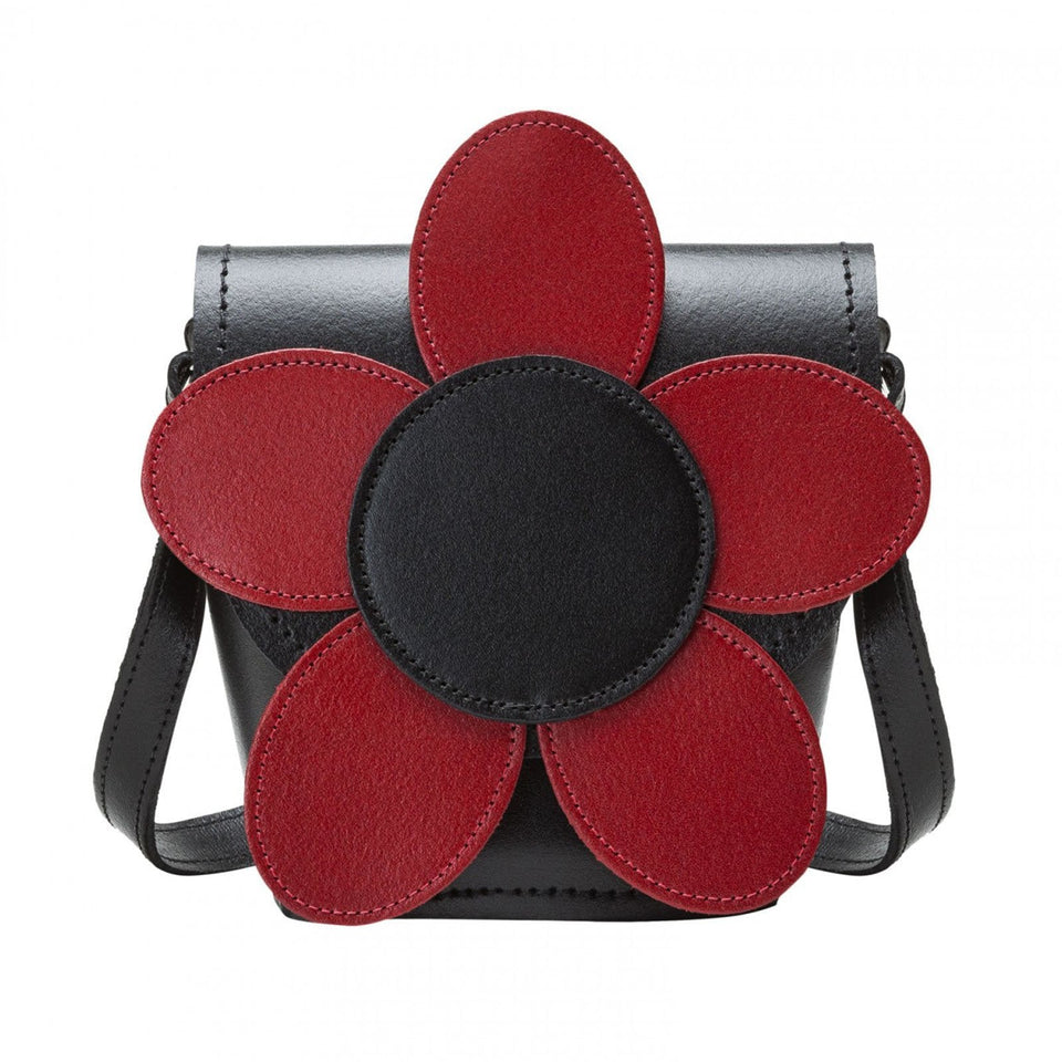 Bags & travel — Handmade Leather Daisy Barrel Bag - Poppy - Red