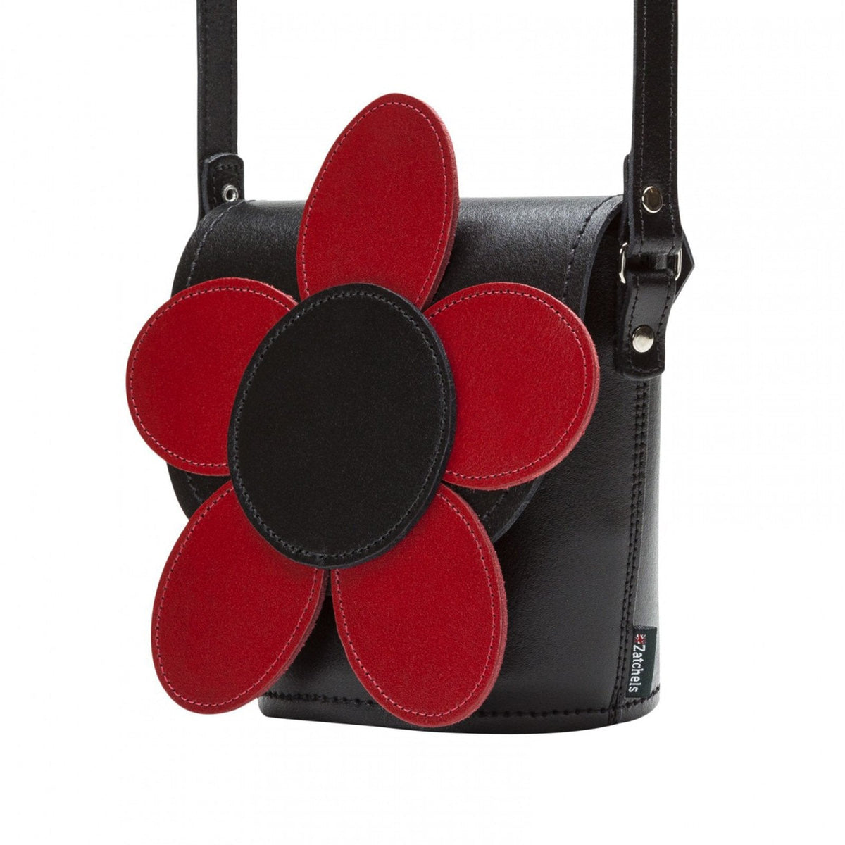 Handmade Leather Daisy Barrel Bag - Poppy - Red – product image 3 of 6