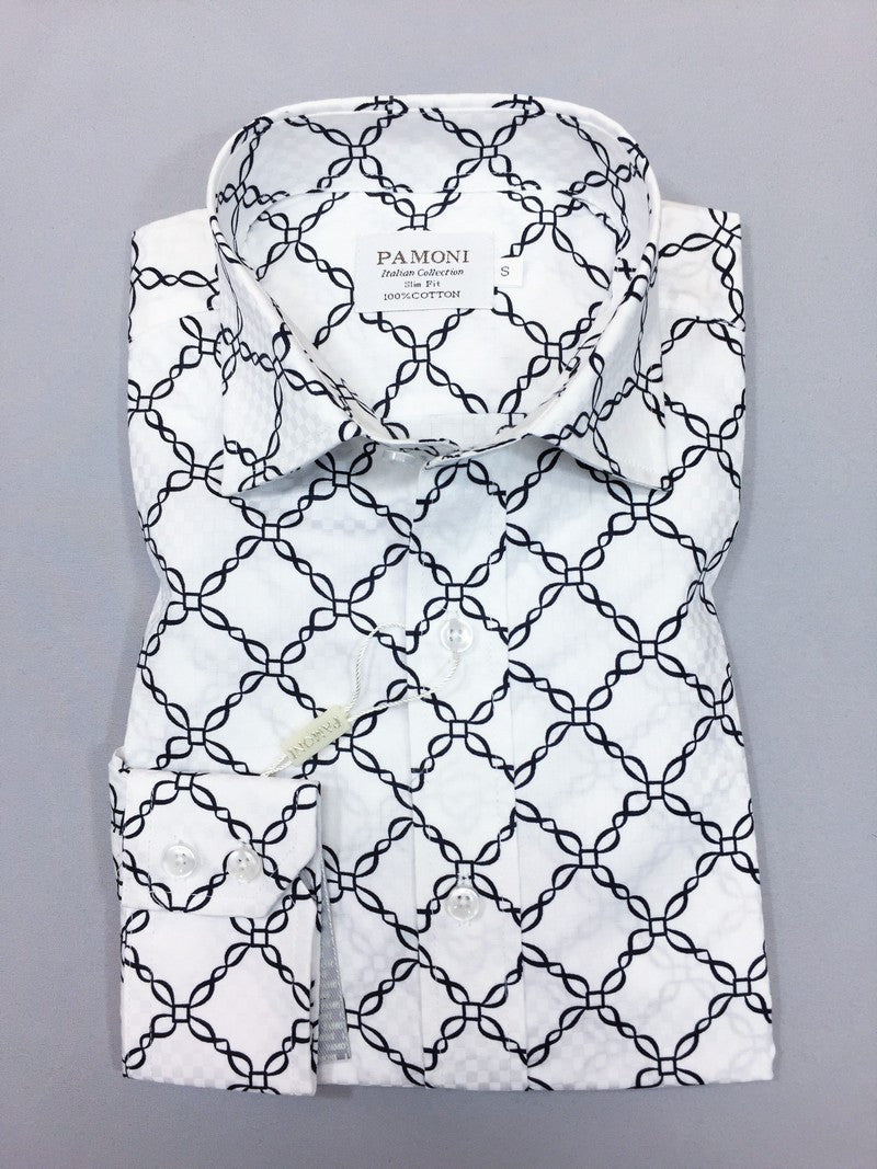 White Chain Pattern Slim Fit Shirt – product image 1 of 2