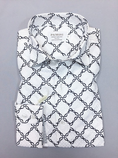 White Chain Pattern Slim Fit Shirt – product image 1 of 2