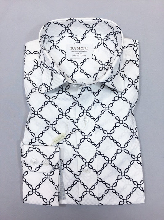 White Chain Pattern Slim Fit Shirt – product image 1 of 2
