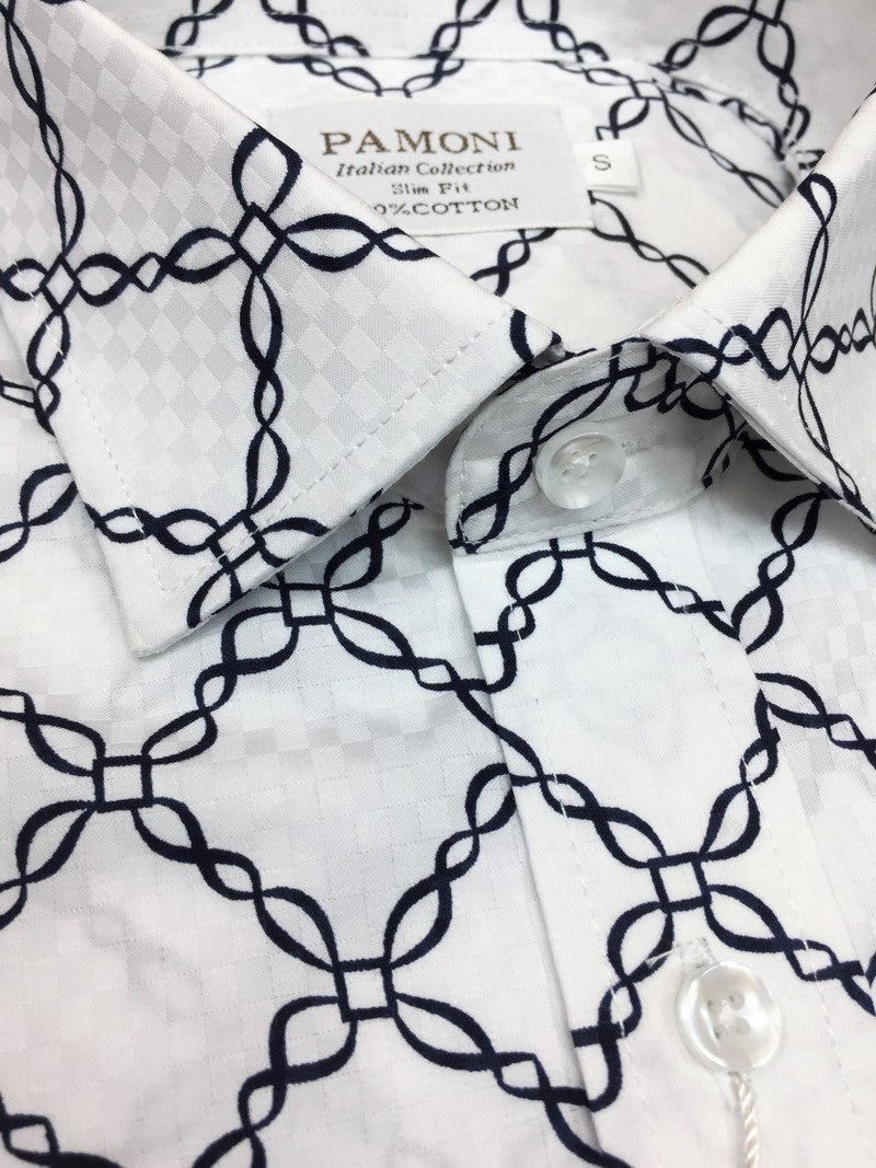 White Chain Pattern Slim Fit Shirt – product image 2 of 2