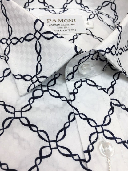 White Chain Pattern Slim Fit Shirt – product image 2 of 2