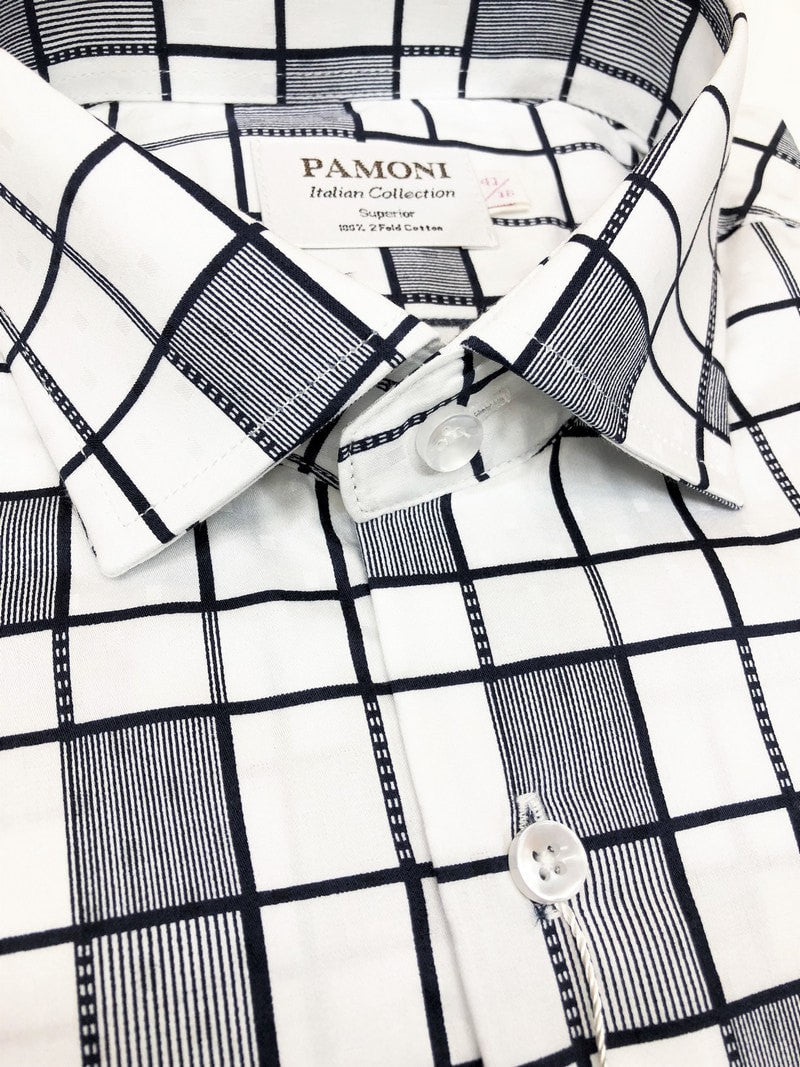 White Grey Pattern Check Slim Fit Shirt – product image 2 of 2