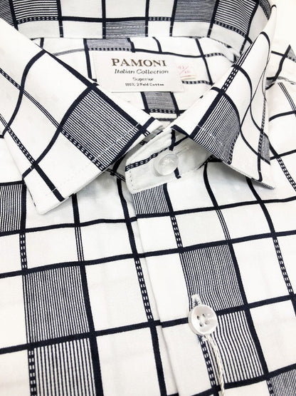White Grey Pattern Check Slim Fit Shirt – product image 2 of 2