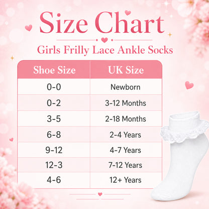 Sock Stack White Girls Tutu Frilly Ankle Socks With Lace And Bow 6 Pairs Cotton Rich – product image 5 of 5