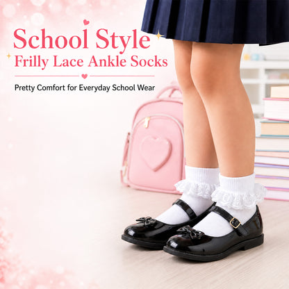 Sock Stack White Girls Tutu Frilly Ankle Socks With Lace And Bow 6 Pairs Cotton Rich – product image 4 of 5