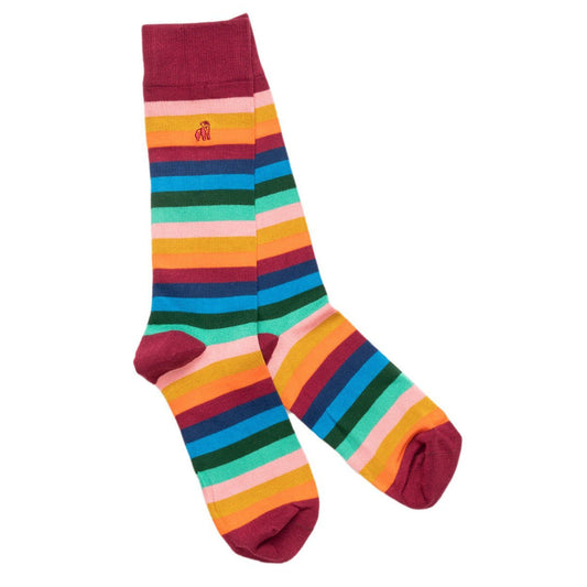 Multi Fine Striped Bamboo Socks – product image 1