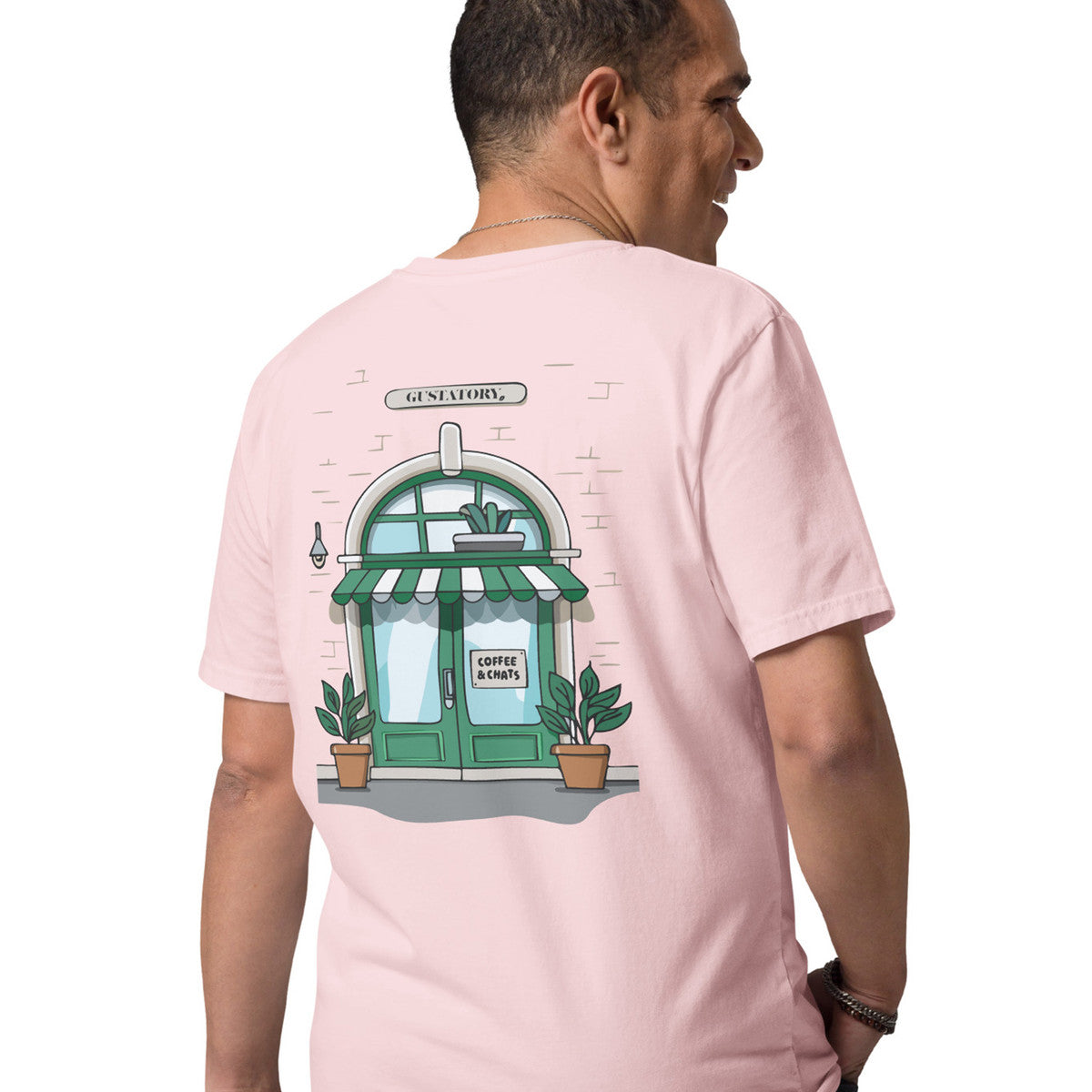 GUSTATORY Coffee & Chats Organic Cotton Embroidered T-Shirt – product image 9 of 10