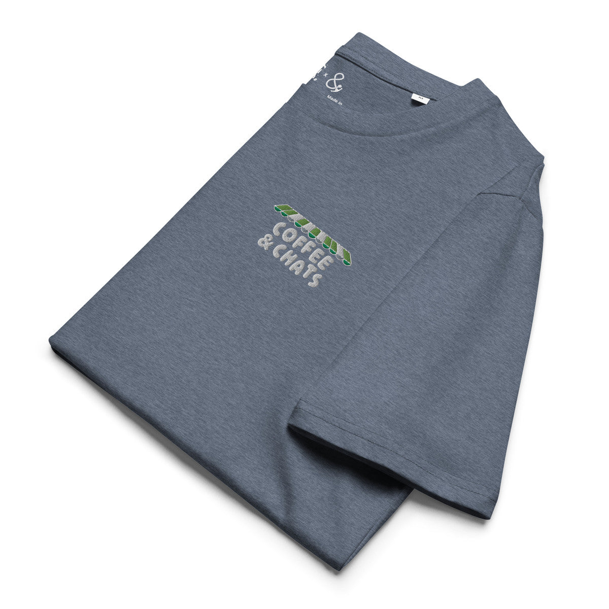 GUSTATORY Coffee & Chats Organic Cotton Embroidered T-Shirt – product image 8 of 10