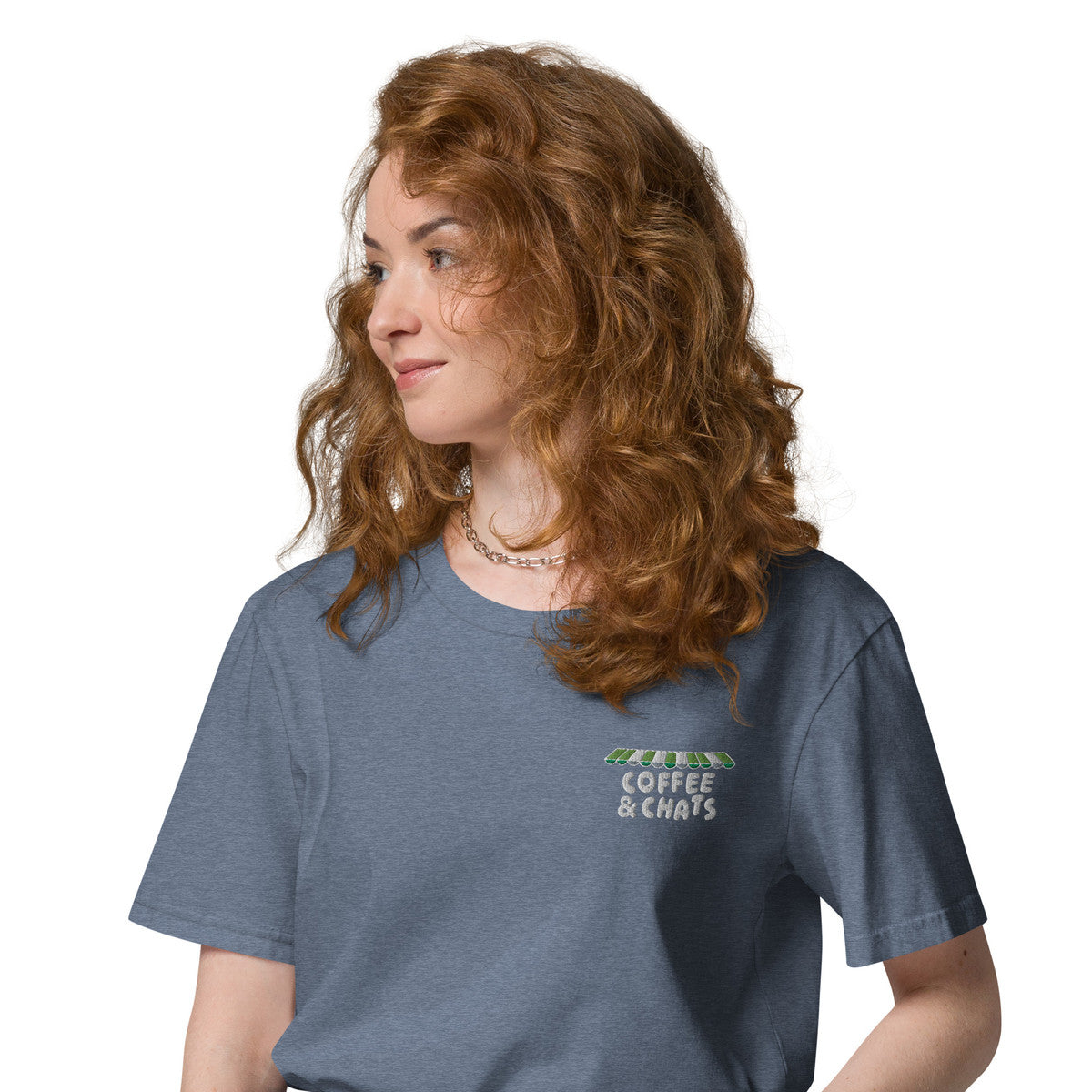 GUSTATORY Coffee & Chats Organic Cotton Embroidered T-Shirt – product image 5 of 10