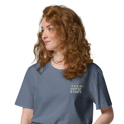 GUSTATORY Coffee & Chats Organic Cotton Embroidered T-Shirt – product image 5 of 10