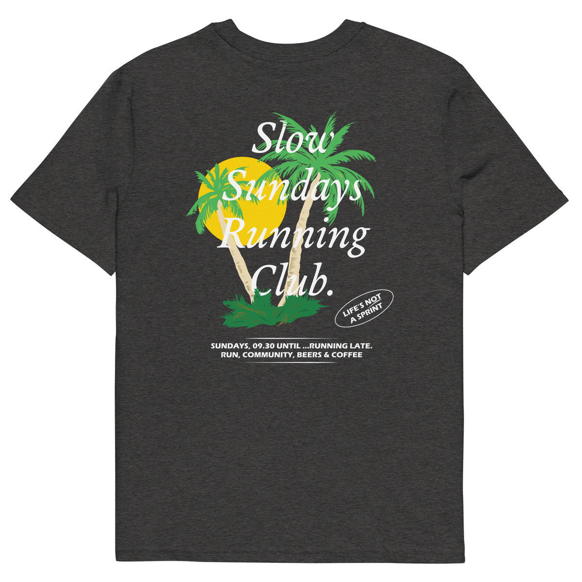 Palm Tree Slow Sundays Running Club Organic Cotton T-Shirt – product image 6 of 10
