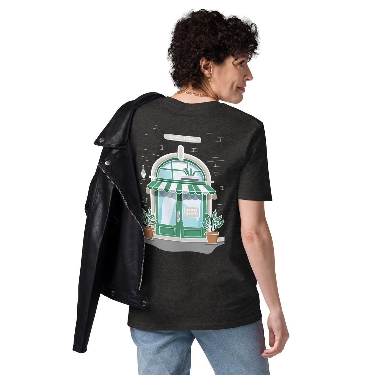 GUSTATORY Coffee & Chats Organic Cotton Embroidered T-Shirt – product image 3 of 10