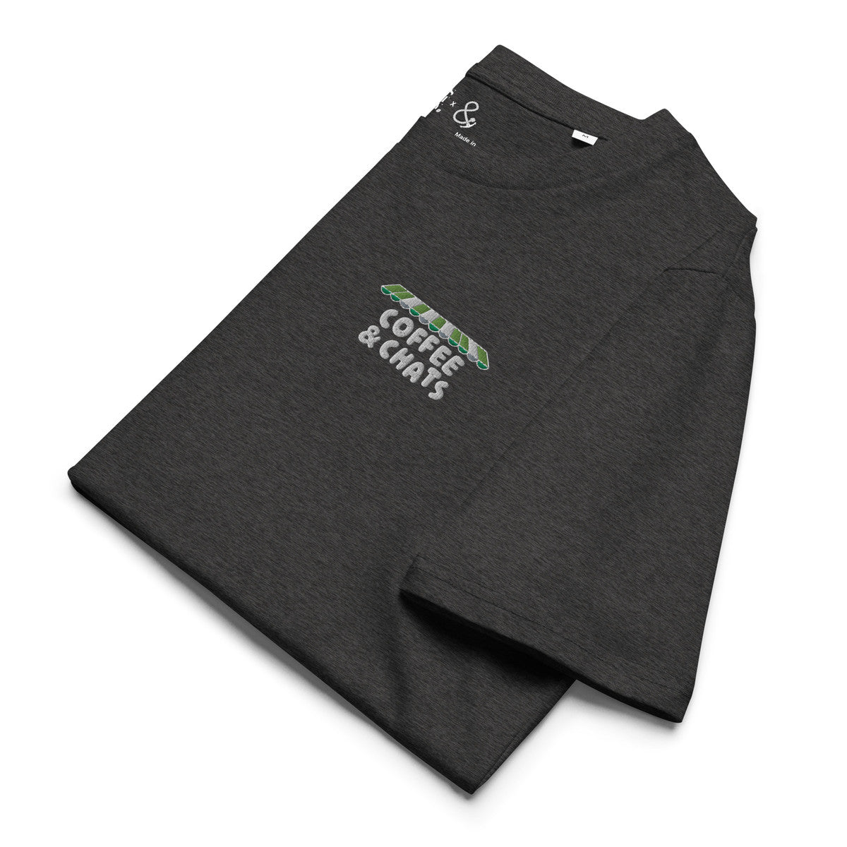 GUSTATORY Coffee & Chats Organic Cotton Embroidered T-Shirt – product image 6 of 10