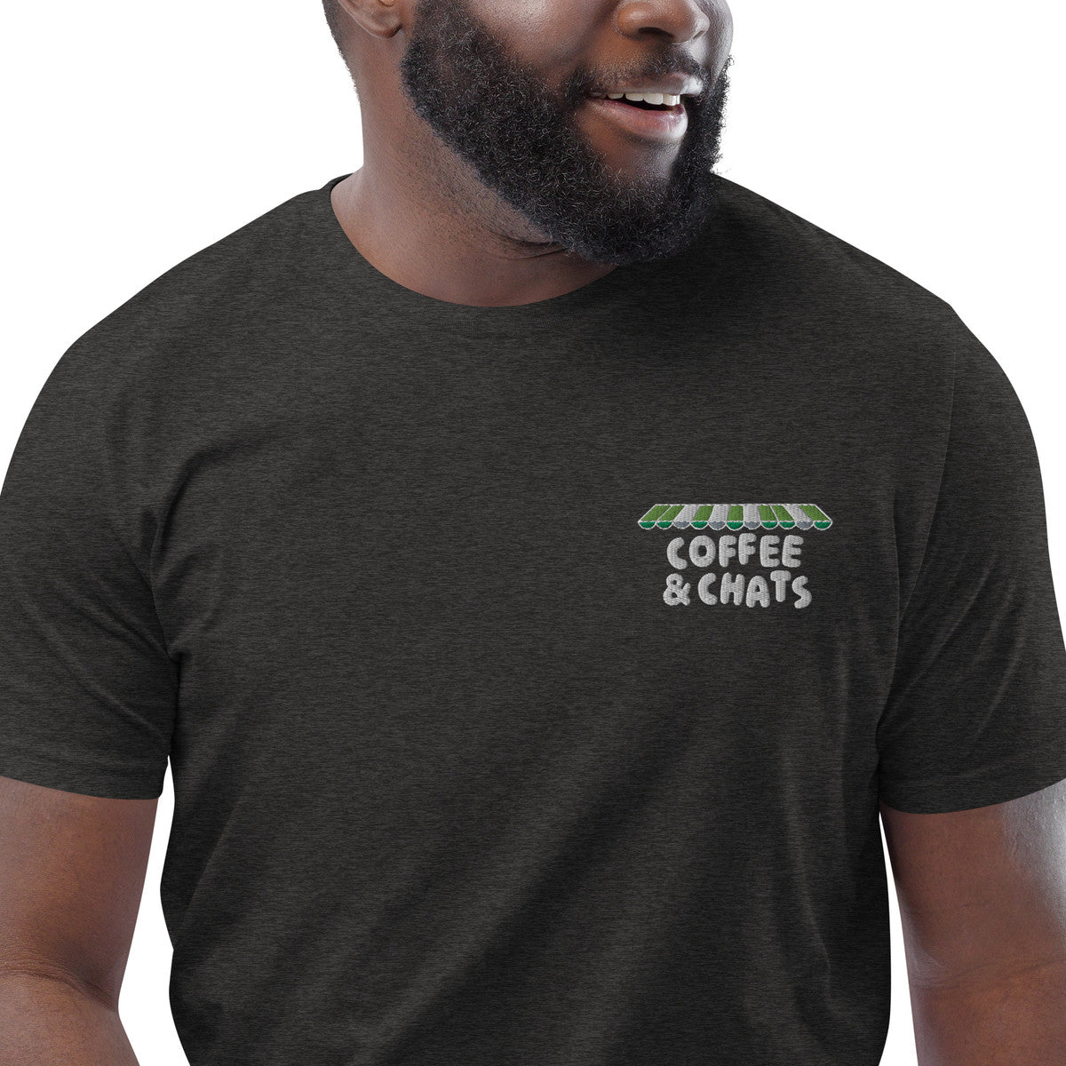 GUSTATORY Coffee & Chats Organic Cotton Embroidered T-Shirt – product image 5 of 10
