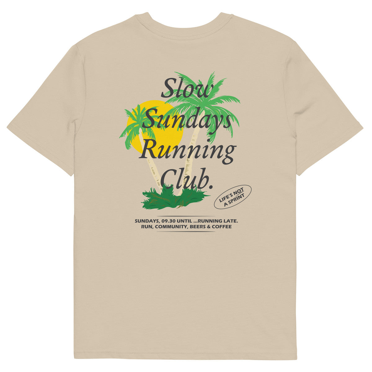 Palm Tree Slow Sundays Running Club Organic Cotton T-Shirt – product image 4 of 10