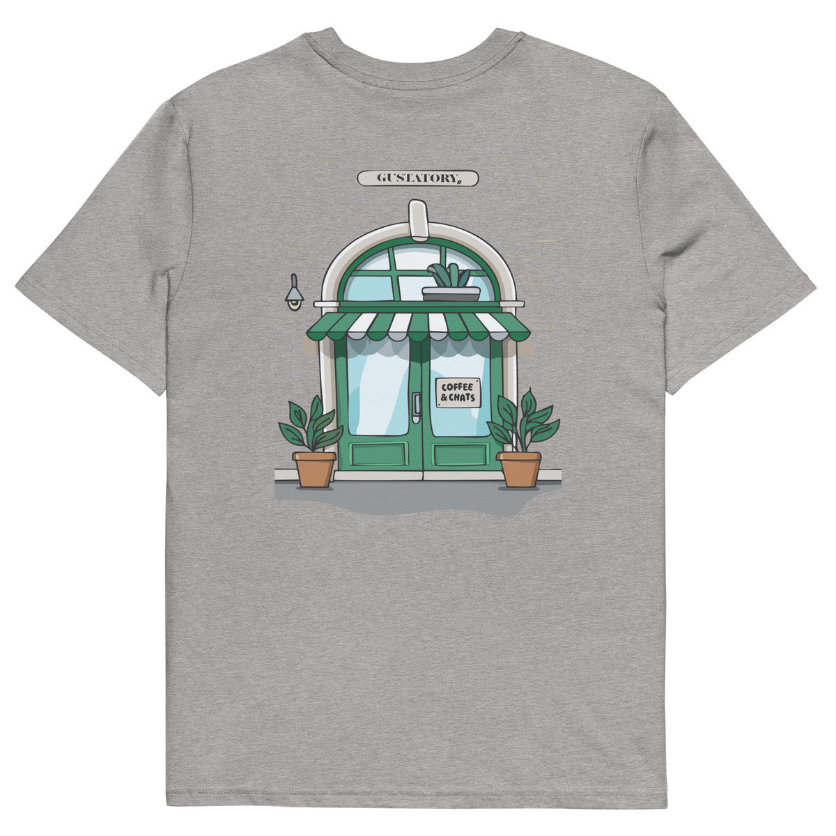 GUSTATORY Coffee & Chats Organic Cotton Embroidered T-Shirt – product image 1 of 10