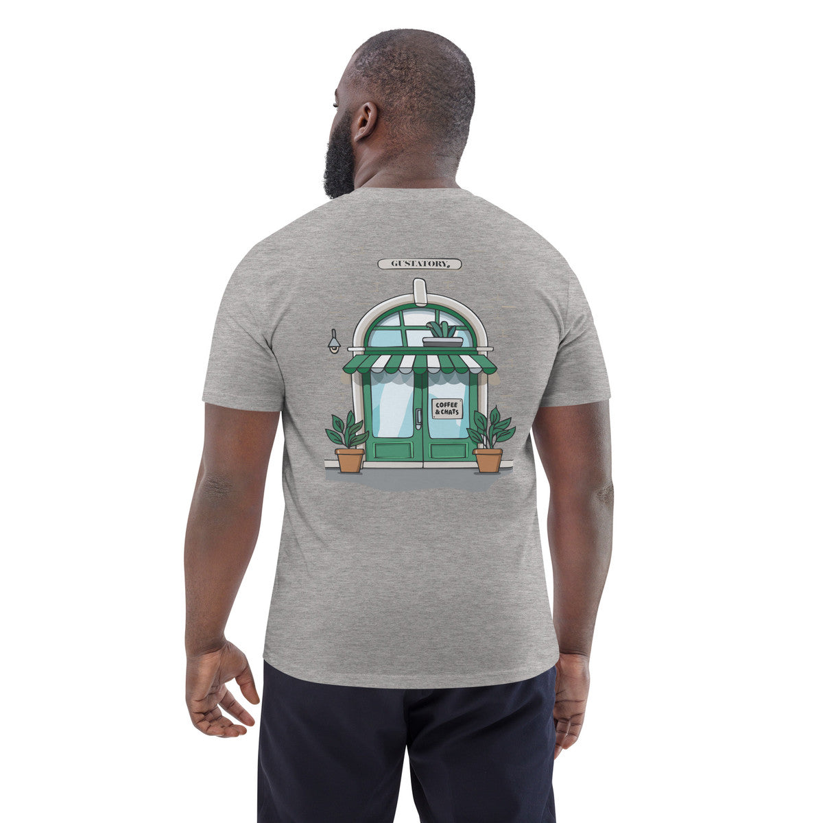 GUSTATORY Coffee & Chats Organic Cotton Embroidered T-Shirt – product image 3 of 10