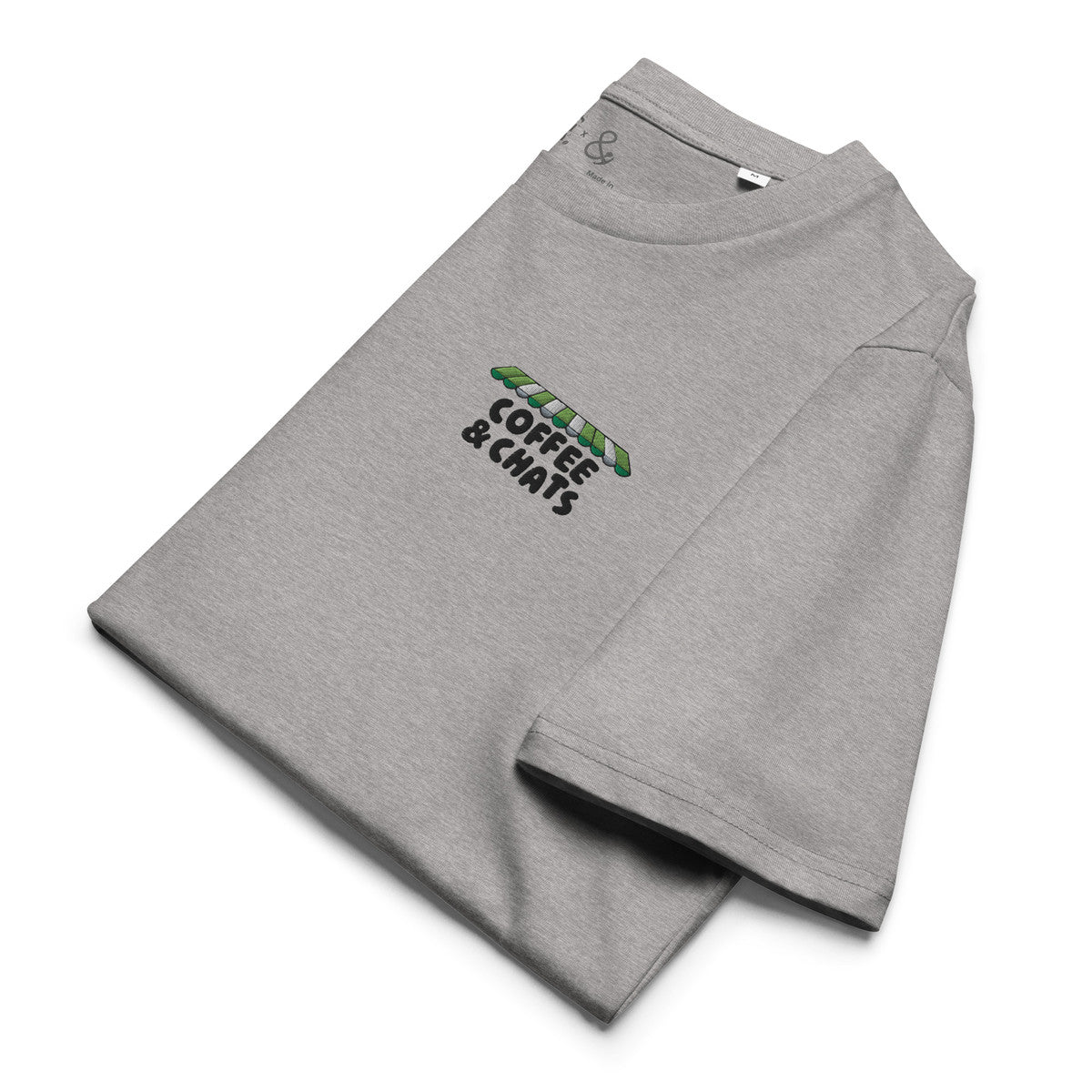 GUSTATORY Coffee & Chats Organic Cotton Embroidered T-Shirt – product image 4 of 10