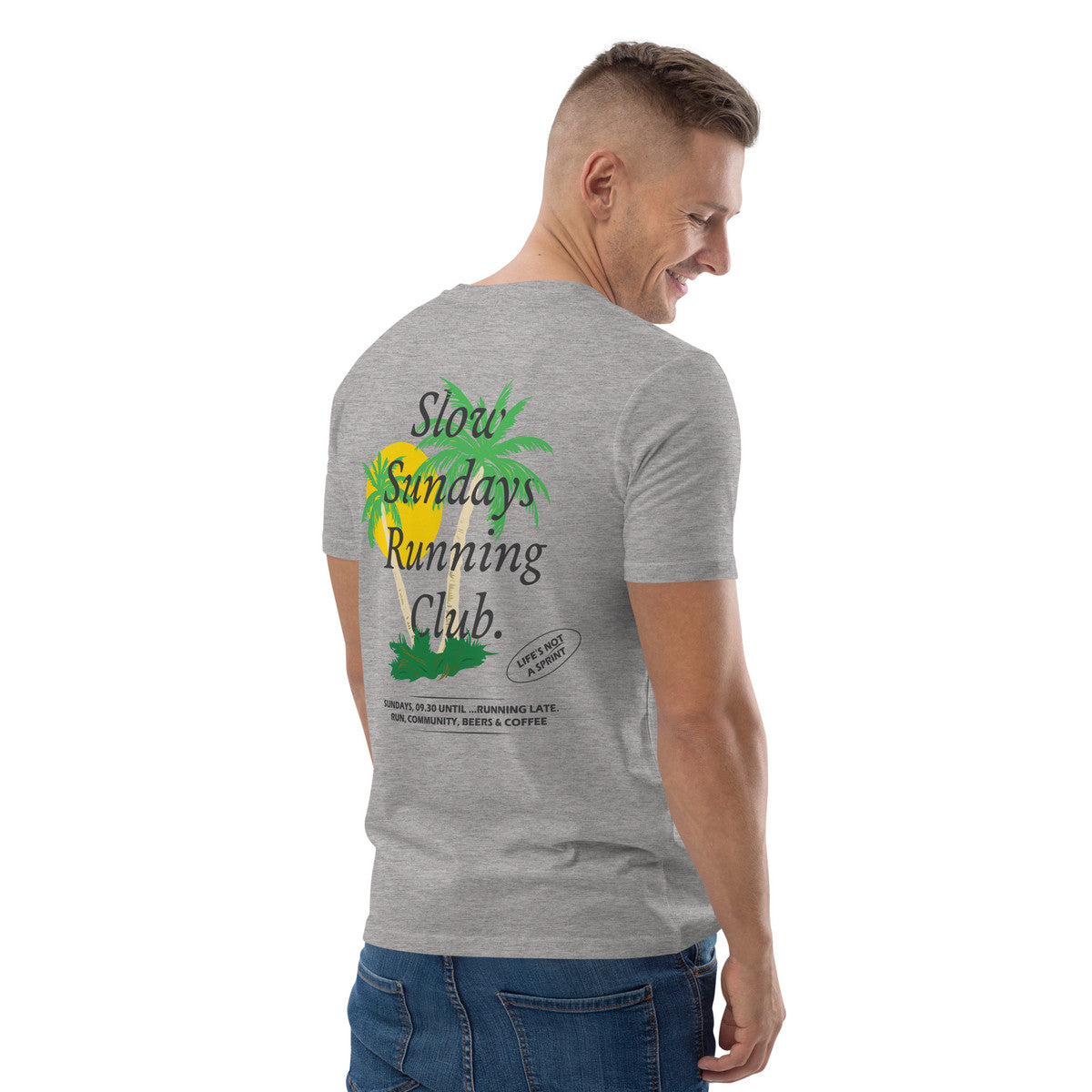 Palm Tree Slow Sundays Running Club Organic Cotton T-Shirt – product image 9 of 10