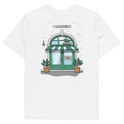 GUSTATORY Coffee & Chats Organic Cotton Embroidered T-Shirt – product image 8 of 10