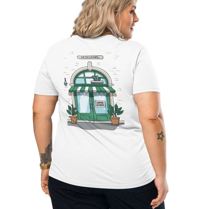 GUSTATORY Coffee & Chats Organic Cotton Embroidered T-Shirt – product image 7 of 10
