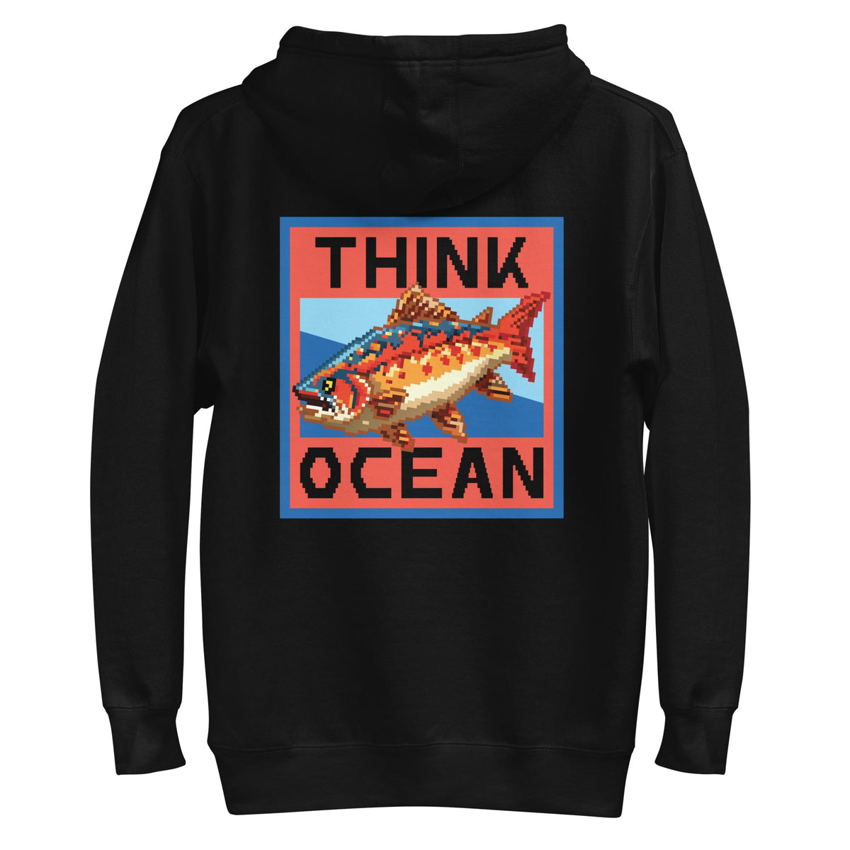 Think Ocean Fish Pixel Art Cotton Blend Hoodie – product image 1 of 10