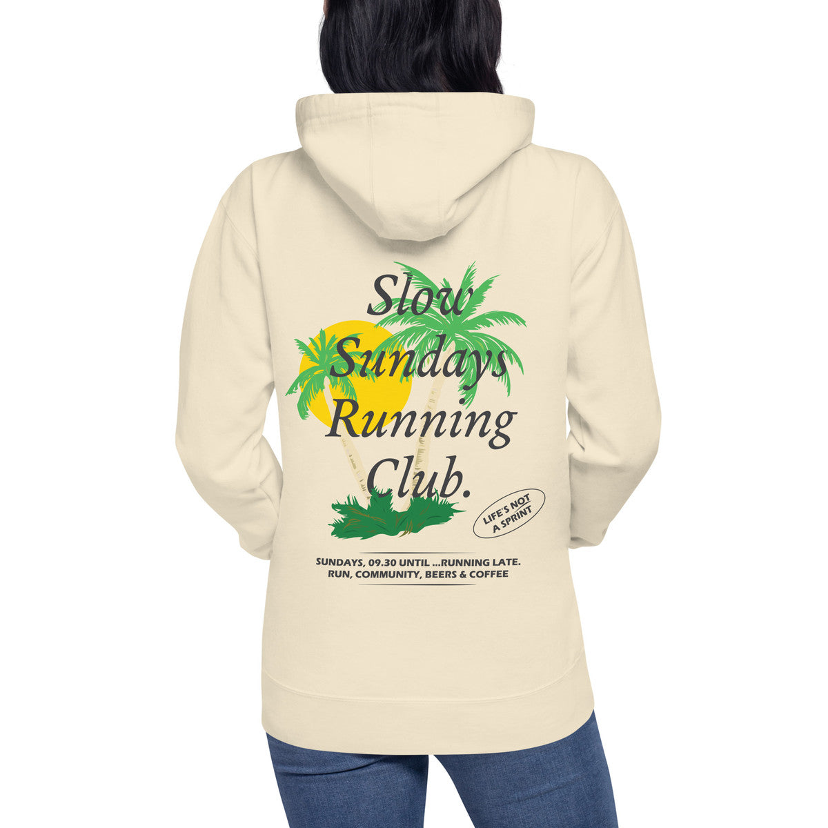 Palm Tree Slow Sundays Running Club Cotton Blend Hoodie – product image 1 of 10