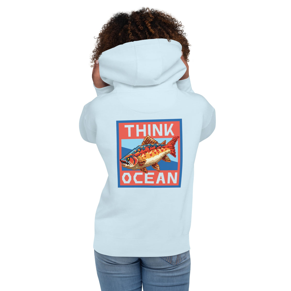 Think Ocean Fish Pixel Art Cotton Blend Hoodie – product image 8 of 10