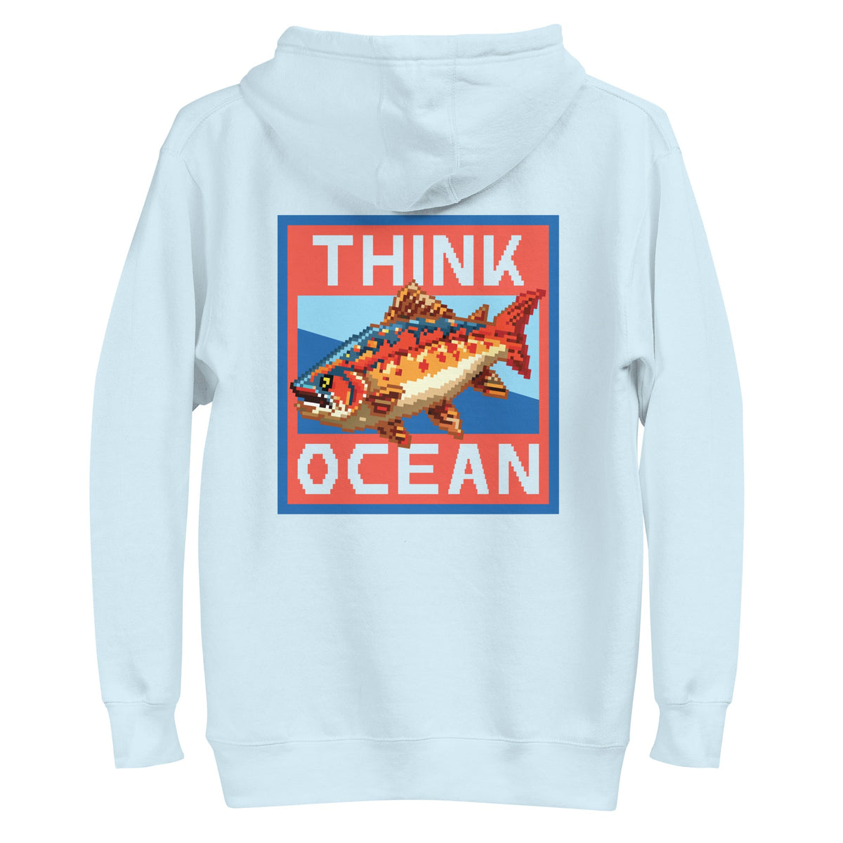 Think Ocean Fish Pixel Art Cotton Blend Hoodie – product image 2 of 10