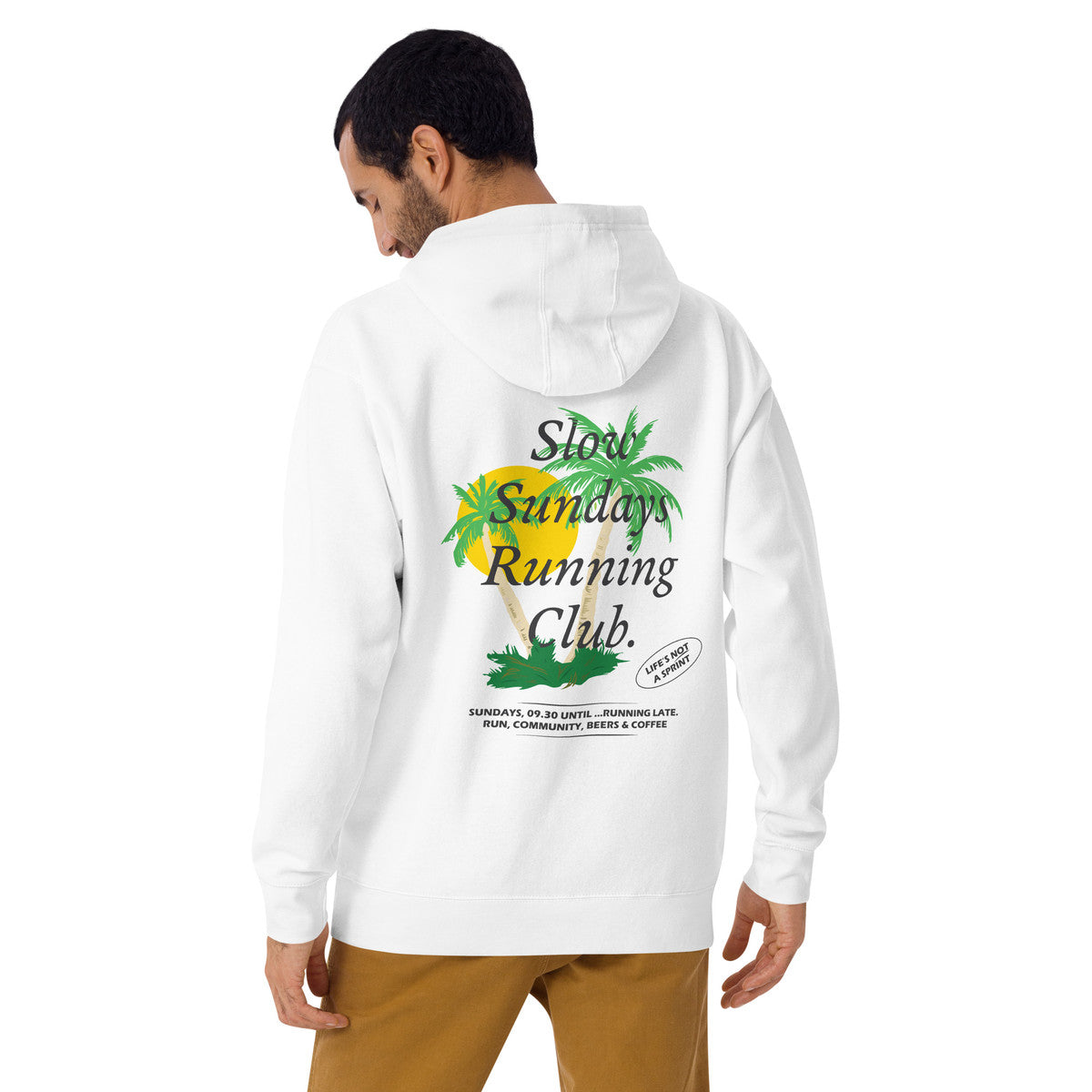 Palm Tree Slow Sundays Running Club Cotton Blend Hoodie – product image 3 of 6