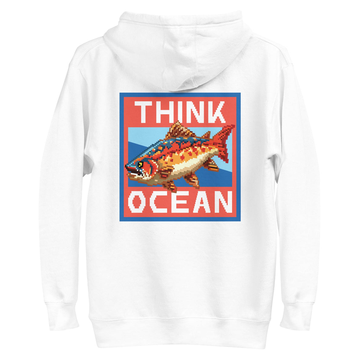 Think Ocean Fish Pixel Art Cotton Blend Hoodie – product image 3 of 10