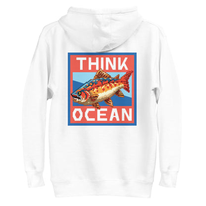 Think Ocean Fish Pixel Art Cotton Blend Hoodie – product image 3 of 10