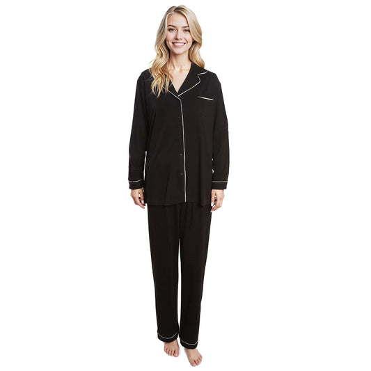 Daisy Dreamer Women's Black Pyjama Set Soft Touch Long Sleeve Button Up Top And Bottoms – product image 2 of 8