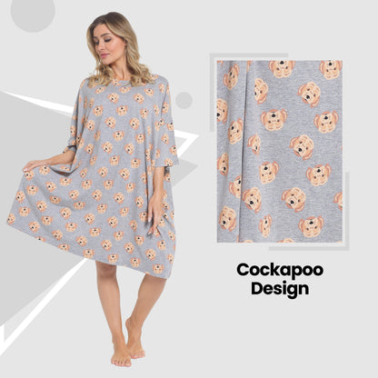 Daisy Dreamer Cockapoo Baggy Nightdress 100% Cotton Short Sleeve Oversized Nightshirt – product image 3 of 5
