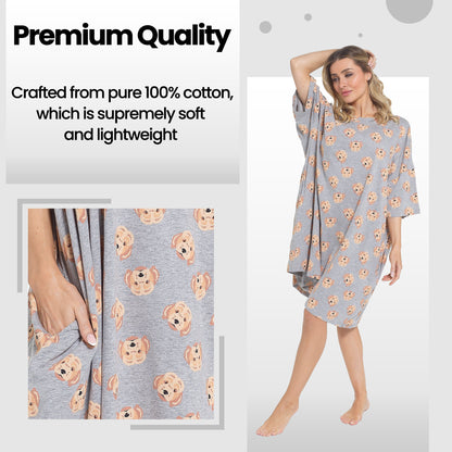 Daisy Dreamer Cockapoo Baggy Nightdress 100% Cotton Short Sleeve Oversized Nightshirt – product image 4 of 5