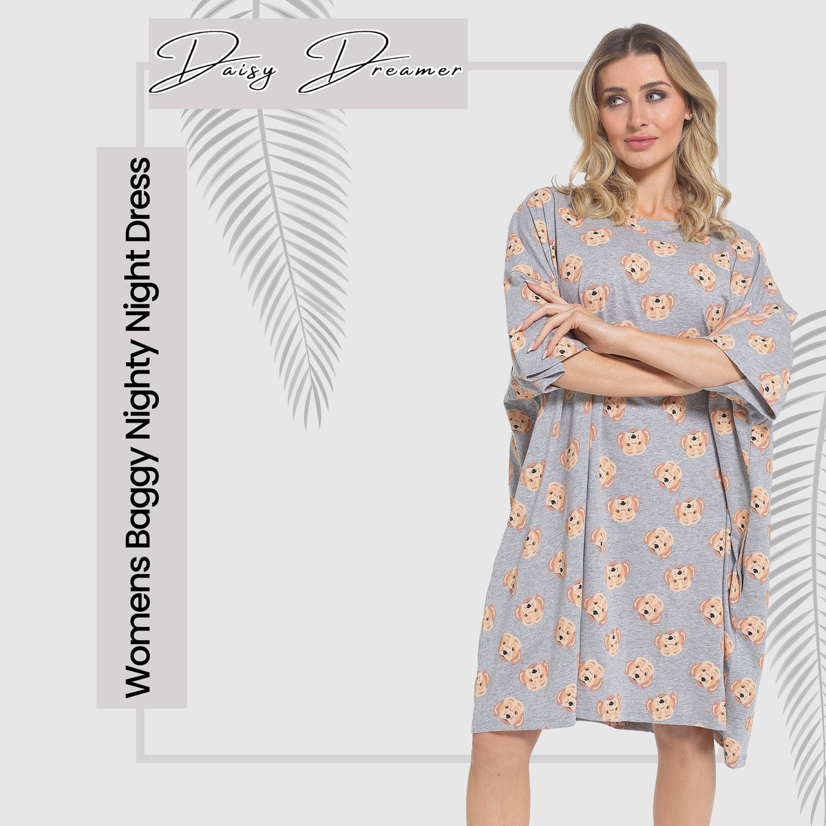 Daisy Dreamer Cockapoo Baggy Nightdress 100% Cotton Short Sleeve Oversized Nightshirt – product image 5 of 5