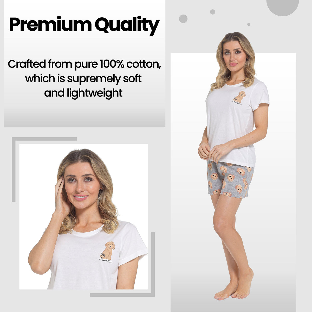 Daisy Dreamer Women's Cockapoo Pyjama Set T Shirt And Shorts Soft Cotton Loungewear – product image 4 of 5