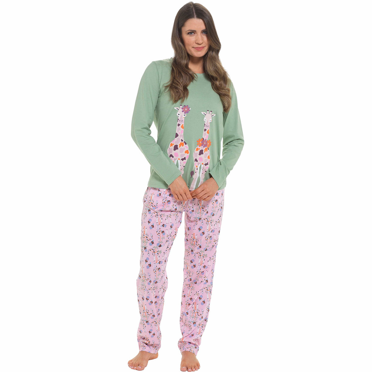 Daisy Dreamer Womens Giraffe Cotton Jersey Long Sleeve Pyjama Set For Comfortable – product image 5 of 7