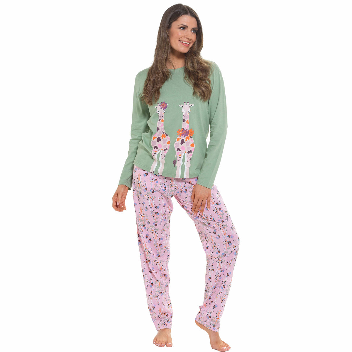 Daisy Dreamer Womens Giraffe Cotton Jersey Long Sleeve Pyjama Set For Comfortable – product image 3 of 7