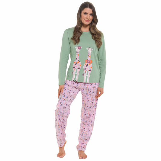 Daisy Dreamer Womens Giraffe Cotton Jersey Long Sleeve Pyjama Set For Comfortable – product image 1 of 7