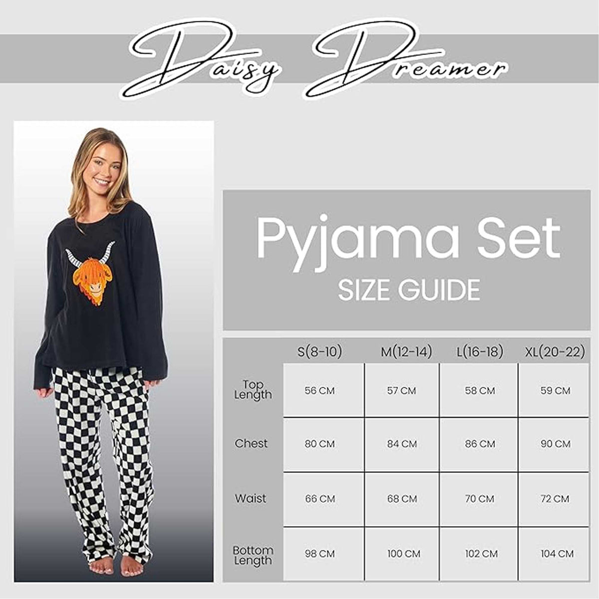 Daisy Dreamer Womens Thermal Fleece Pyjama Set Animal Print Long Sleeve Cosy Winter – product image 4 of 4